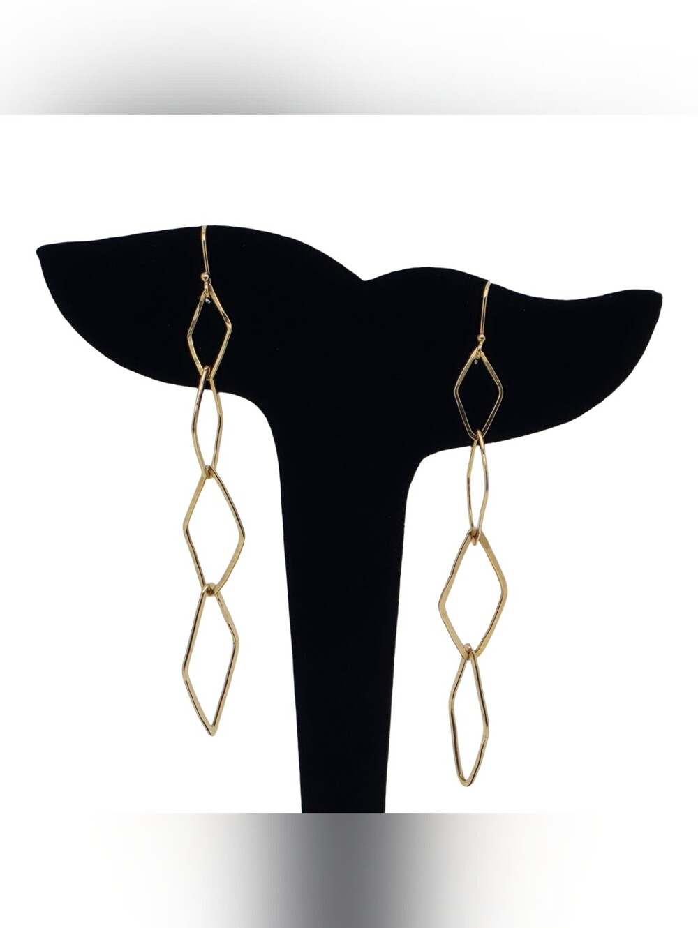 Vintage 18k Yellow Gold Geometric Diamond-Link Dangle Earrings